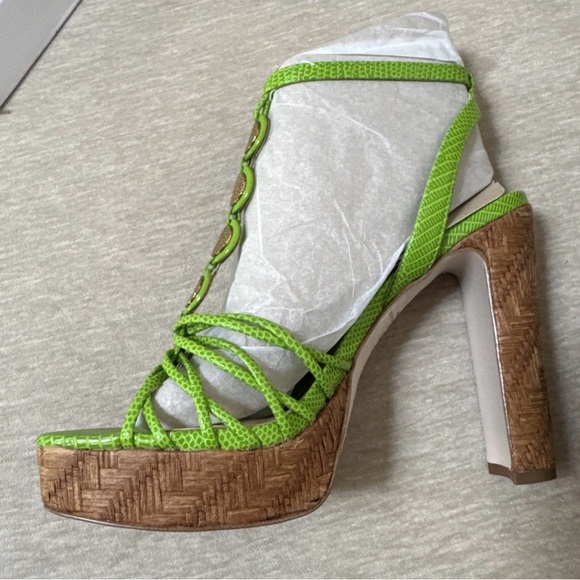Jessica Simpson Green Lizard Heels Shoes Sexy Size 8.5 New - Picture 7 of 7